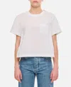 Sacai Panelled T-shirt With Ribbed Neckline And Satin Ruffled Detailing In White