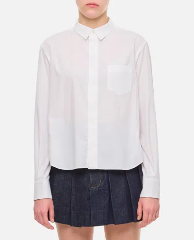 Sacai Cotton Poplin Nylon Twill Shirt In White