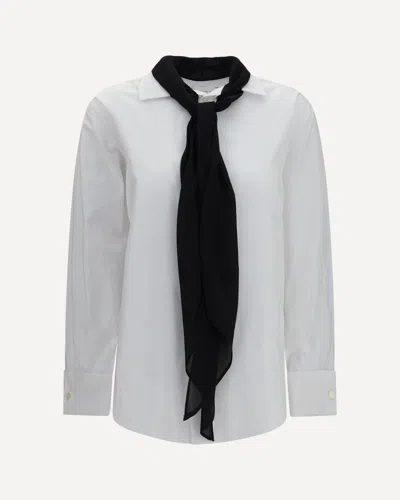 Sacai Scarf-detail Poplin Shirt In White