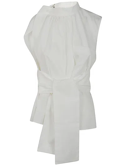 Sacai Sleeveless Poplin Blouse In White