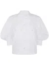 Sacai Poplin Shirt With Puff Sleeves And Chest Pockets In White