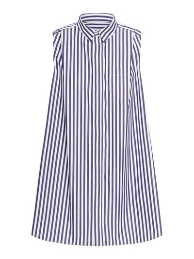 Sacai Cotton Dress With Striped Pattern In Multi