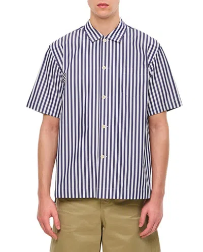 Sacai Striped Short-sleeved Shirt In Multicolor