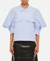 Sacai Striped Cotton Poplin Shirt In Sky Blue