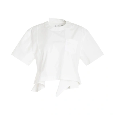 Sacai Cotton Poplin T-shirt In White