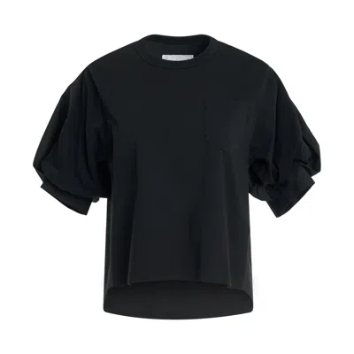 Sacai Cotton Poplin X Cotton Jersey T-shirt In Black