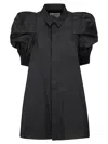 Sacai Cotton Shirt With Nylon Balloon Sleeves In Black