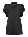 Sacai Cotton Shirt With Nylon Balloon Sleeves In Black