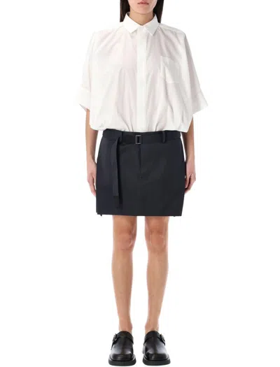 Sacai Cotton Poplin X Wool Mini Dress
