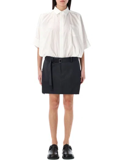 SACAI SACAI COTTON POPLIN X WOOL MINI DRESS