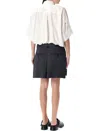 Sacai Cotton Poplin X Wool Mini Dress In Black White