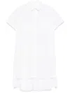 Sacai Pleated Hem Cotton Shirt Dress In White