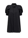 Sacai Cotton Shirt With Nylon Balloon Sleeves