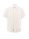 Sacai Cotton Shirt With Pleated Insert On The Back In White
