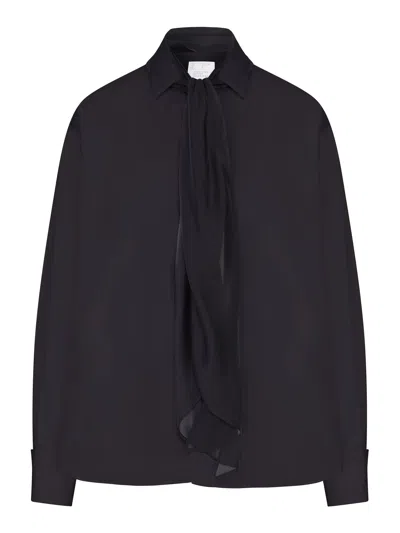 Sacai Cotton Shirt With Scarf In Blue
