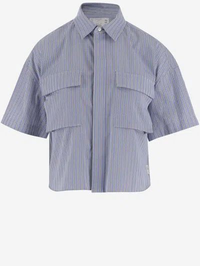 Sacai Cotton Shirt With Striped Pattern In Red