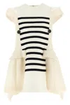 Sacai Blackwhite Cotton Silk Dress