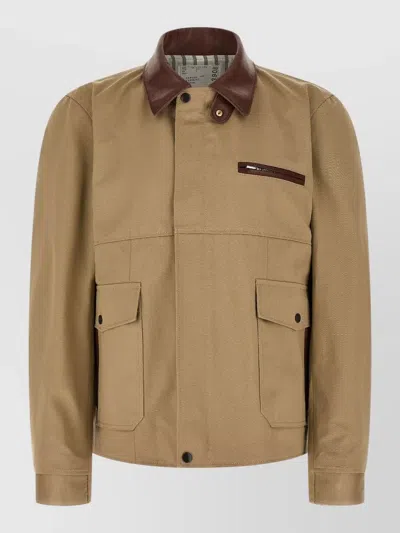 Sacai Cotton Single-breasted Blouson Jacket In Brown