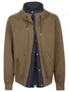 Sacai Hooded Panelled Cotton Sweater In Brown