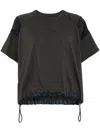 Sacai Cotton Crew Neck T-shirt With Drawstring Hem