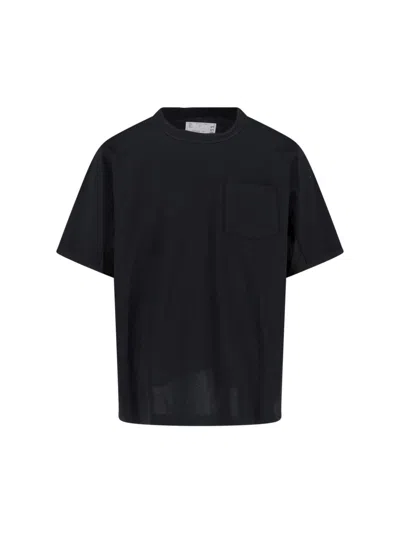 Sacai Minimalist Black T-shirt With Crew Neckline And Short Sleeves