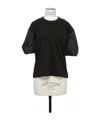 Sacai Spun Organza X Cotton Jersey T-shirt In Black