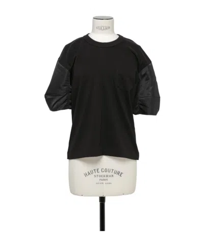 SACAI SACAI PANELLED CREWNECK T-SHIRT
