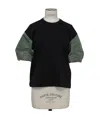 Sacai Spun Organza X Cotton Jersey T-shirt In Black