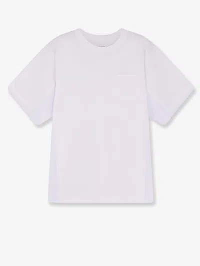 Sacai Crew Neck Cotton T-shirt Chest Pocket In Purple