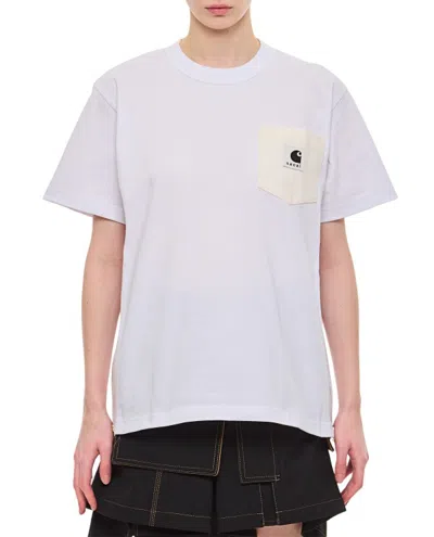 Sacai Carhartt Wip Cotton T-shirt In White