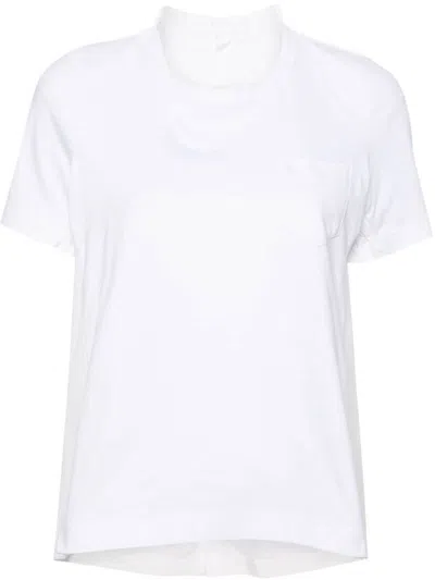 Sacai Contrasting-panels Jersey T-shirt In White