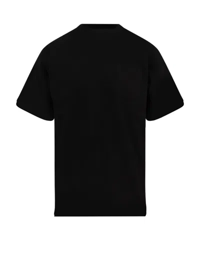 Sacai Cotton T-shirt With Nylon Inserts In Black