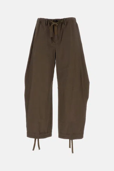 Sacai Cotton Trousers In Brown
