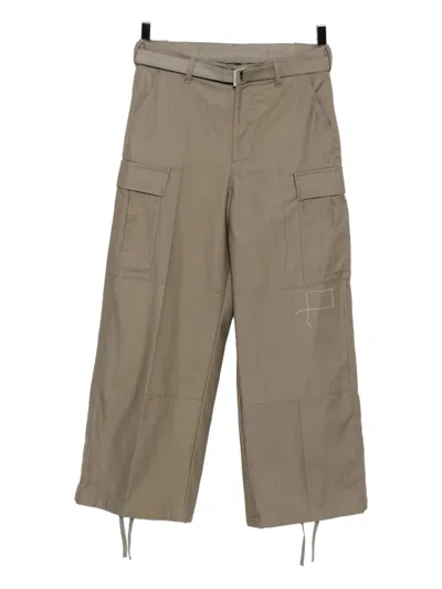 Sacai Cotton Trousers In Neutral