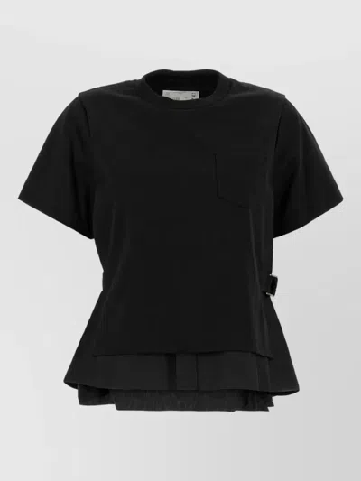 Sacai Belted Layered T-shirt In Black