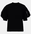 Sacai Cotton Twill And Jersey T-shirt In Black