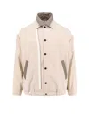 Sacai Cotton Jacket Collared Elasticated Hem In Beige