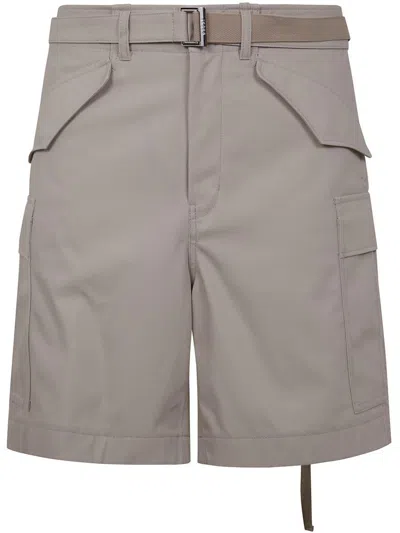 Sacai Cotton Twill Shorts In Sand