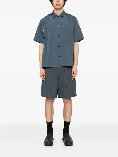 Sacai Cotton Twill Shorts In Blue