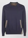 Sacai Cotton Typewriter X Knit Pullover In Blue