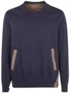 Sacai Cotton Typewriter X Knit Pullover In Blue