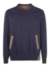 Sacai Cotton Typewriter X Knit Pullover In Blue