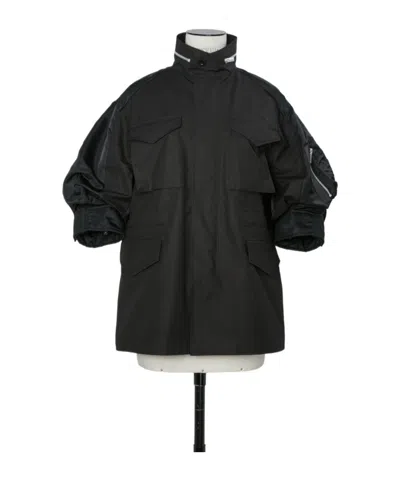 Sacai Cotton Weather Jacket In Black