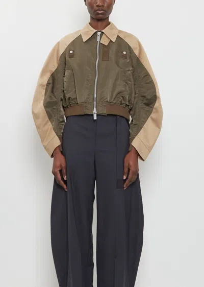 Sacai Cotton X Nylon Twill Blouson In Brown