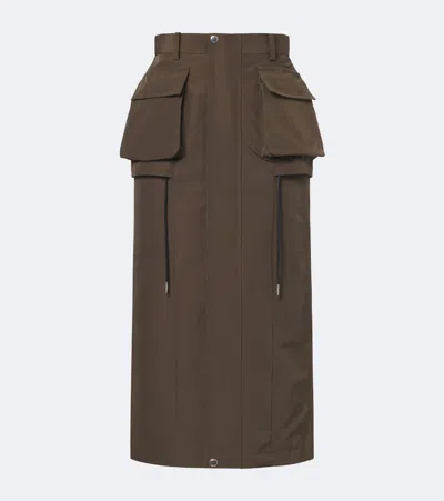 Sacai Cotton-blend Cargo Skirt In Brown