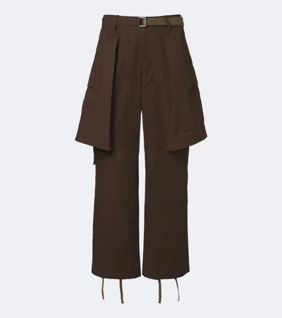 Sacai Cotton-blend Ripstop Cargo Pants In Brown