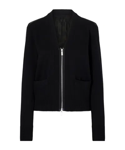 Sacai Cotton-blend Zip-up Cardigan In Black