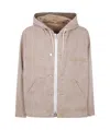 Sacai Denim Jacket With Adjustable Hem And Hood In Nude