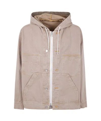 Sacai Cowboy Hooded Coat In Nude
