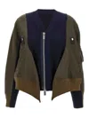 Sacai Green Cotton Blend Jacket In Multi